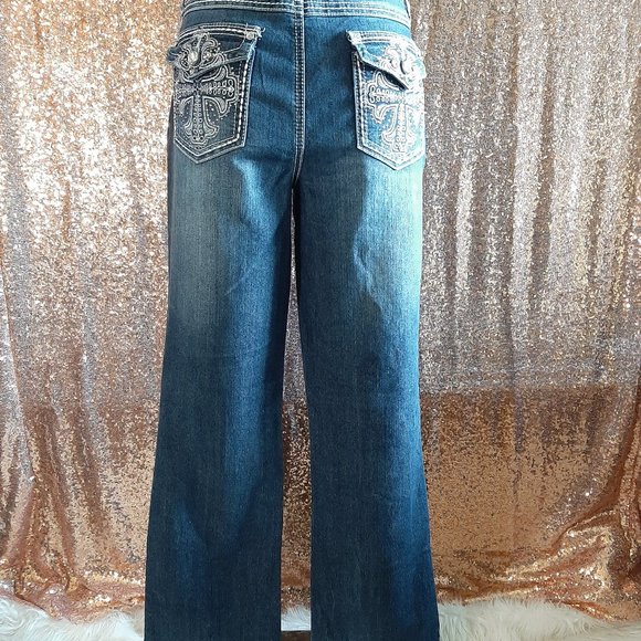 Earl Jean blue denim wide leg Size 10 - Picture 1 of 10